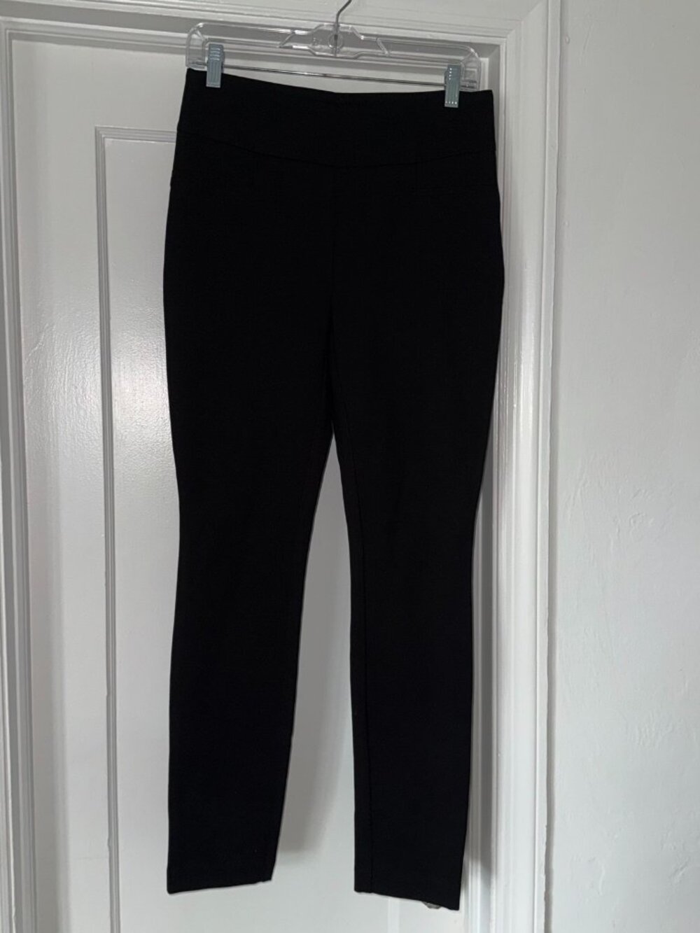 Dalia Black Pull-On Ponte Work Pants Slim Straight Leg Size S